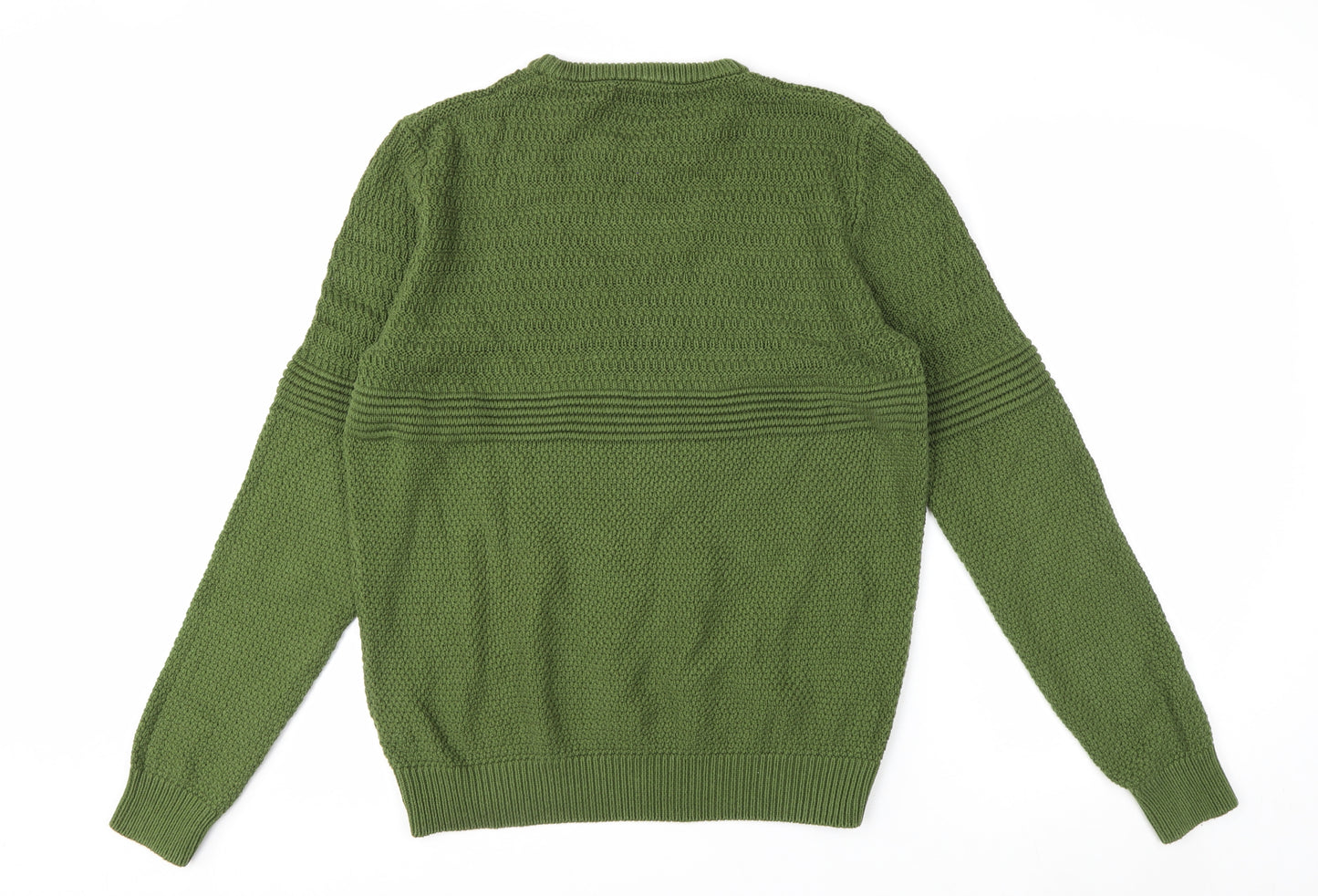 Tu Men Green Cotton Acrylic Chunky Knit Crew Neck Jumper Size M