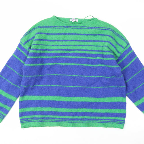 Cerulean Women Blue Green Striped Pullover Jumper XL Acrylic Blend