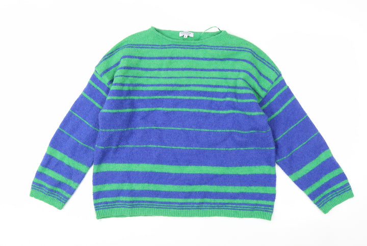Cerulean Women Blue Green Striped Pullover Jumper XL Acrylic Blend