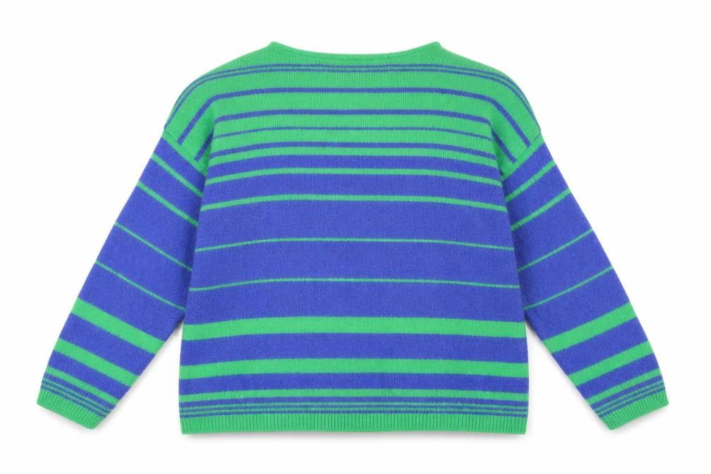 Front view of Cerulean Women Blue Green Striped jumper XL Acrylic Blend