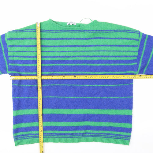 Cerulean Women Blue Green Striped Pullover Jumper XL Acrylic Blend