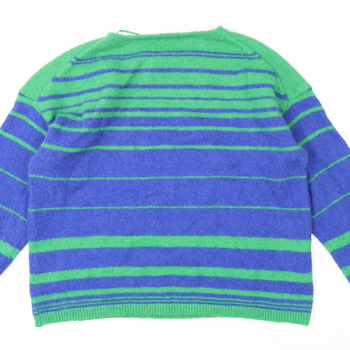 Cerulean Women Blue Green Striped Pullover Jumper XL Acrylic Blend