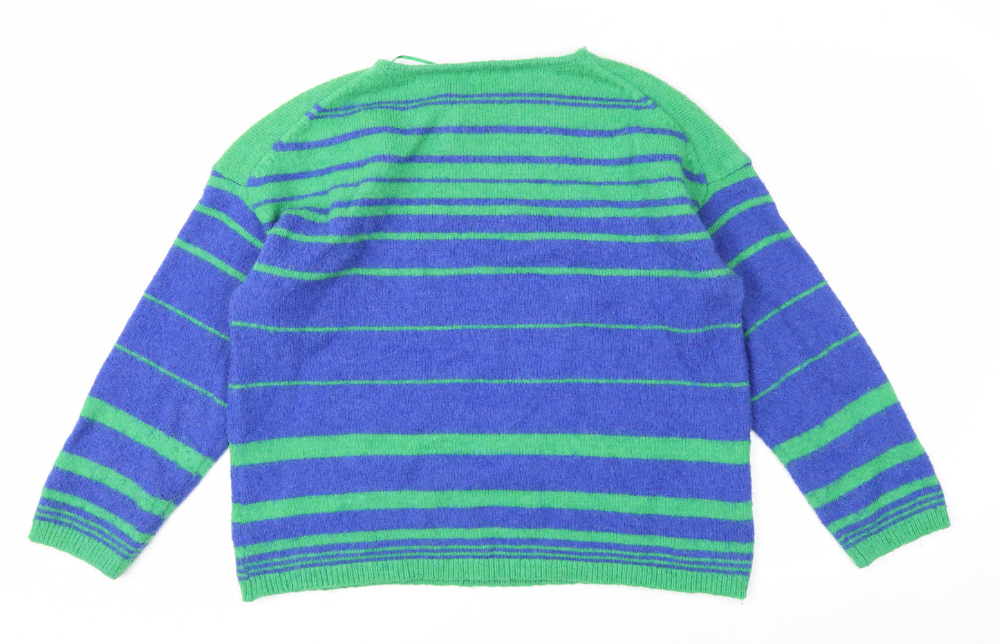 Cerulean Women Blue Green Striped Pullover Jumper XL Acrylic Blend
