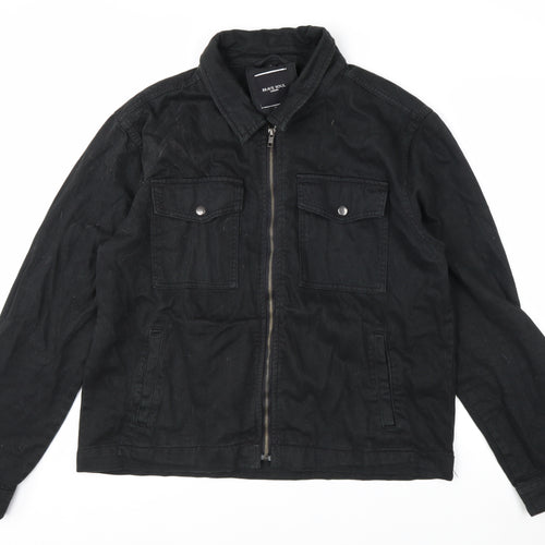 Brave Soul Men's Black Cotton Zip Jacket XL Classic Style