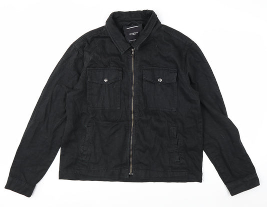 Brave Soul Men's Black Cotton Zip Jacket XL Classic Style