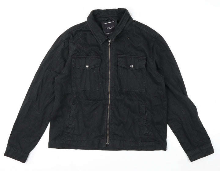 Brave Soul Men's Black Cotton Zip Jacket XL Classic Style