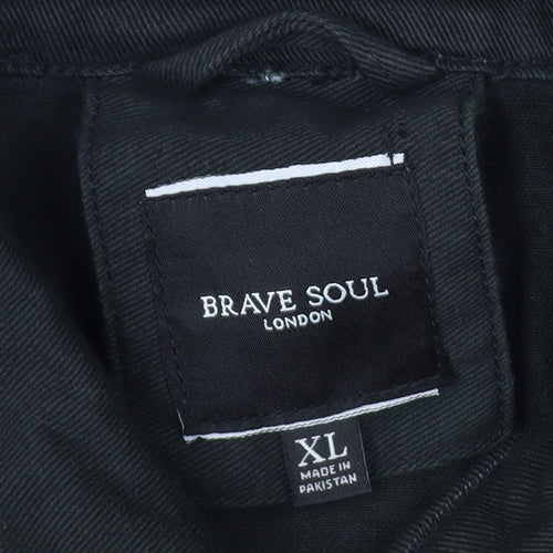 Brave Soul Men's Black Cotton Zip Jacket XL Classic Style