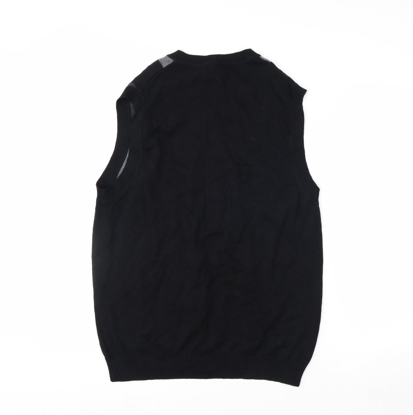 Axcess Men's Black Argyle Cotton Sleeveless V-Neck Vest Size S
