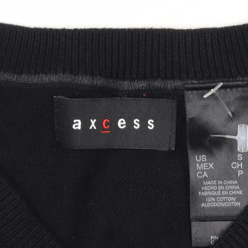 Axcess Men's Black Argyle Cotton Sleeveless V-Neck Vest Size S