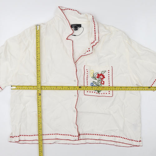 Nobody’s Child Women Ivory Embroidered Button-Up Shirt Size 14