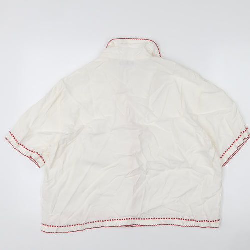 Nobody’s Child Women Ivory Embroidered Button-Up Shirt Size 14
