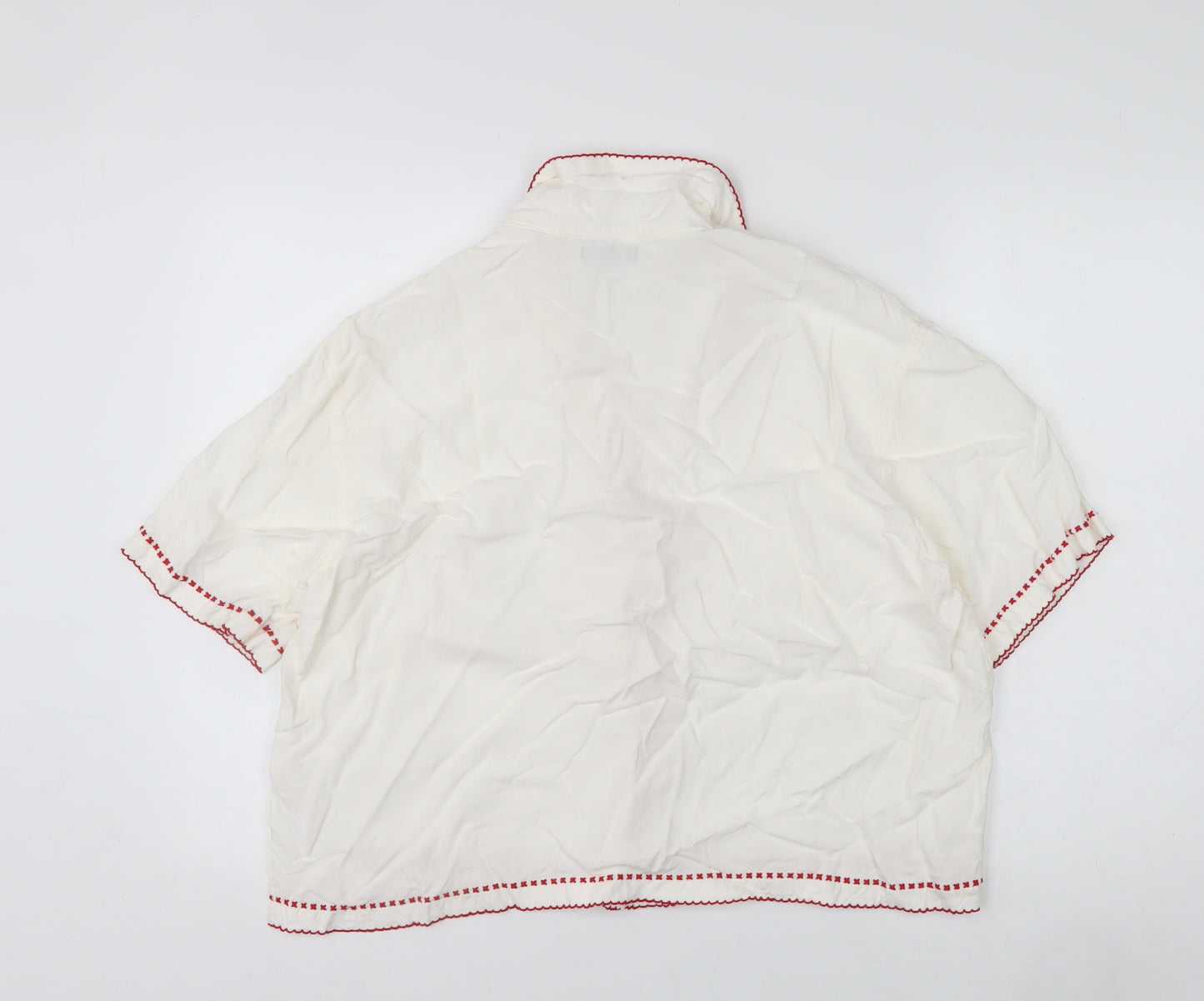 Nobody’s Child Women Ivory Embroidered Button-Up Shirt Size 14