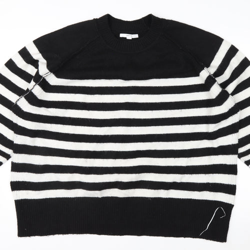 Next Women’s Black White Striped Crew Neck Knit Jumper XL