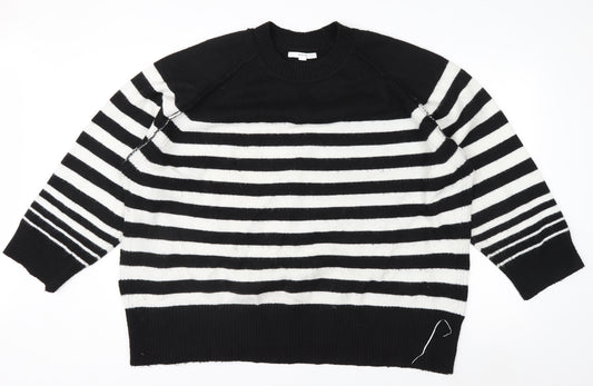 Next Women’s Black White Striped Crew Neck Knit Jumper XL