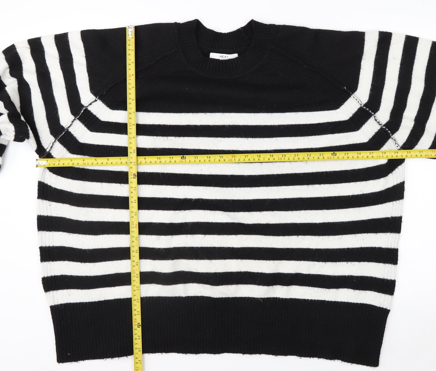 Next Women’s Black White Striped Crew Neck Knit Jumper XL
