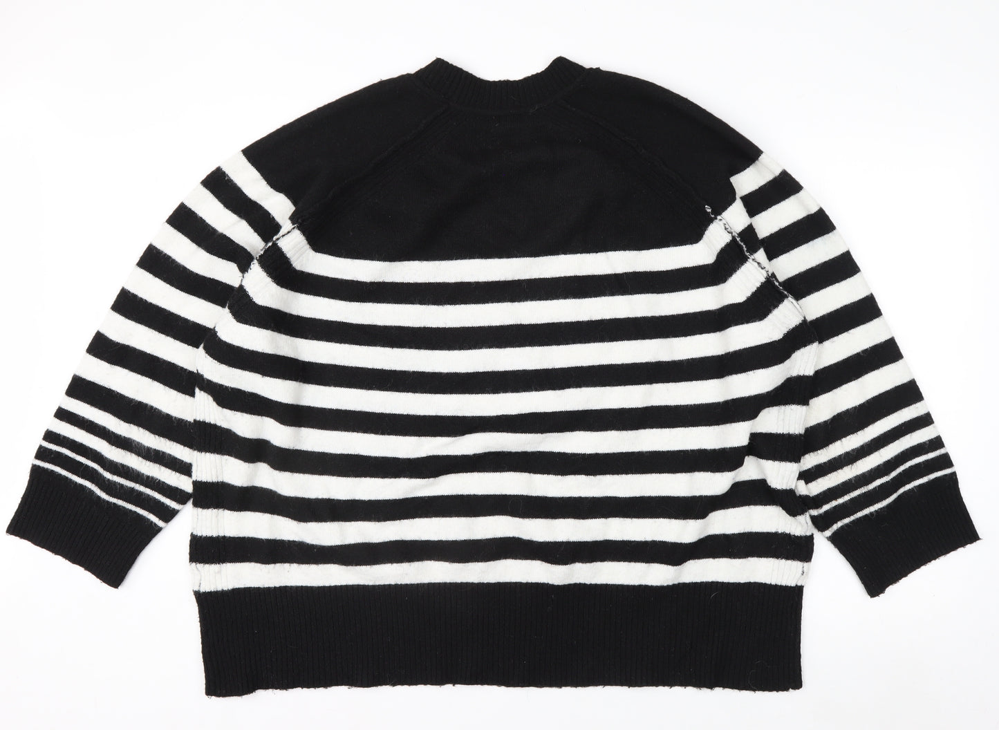 Next Women’s Black White Striped Crew Neck Knit Jumper XL