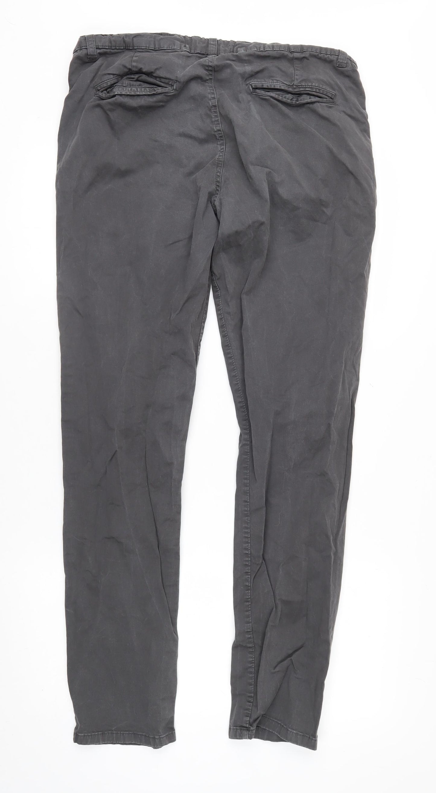 Merish Men's Grey Straight Leg Chino Trousers Size 36x34