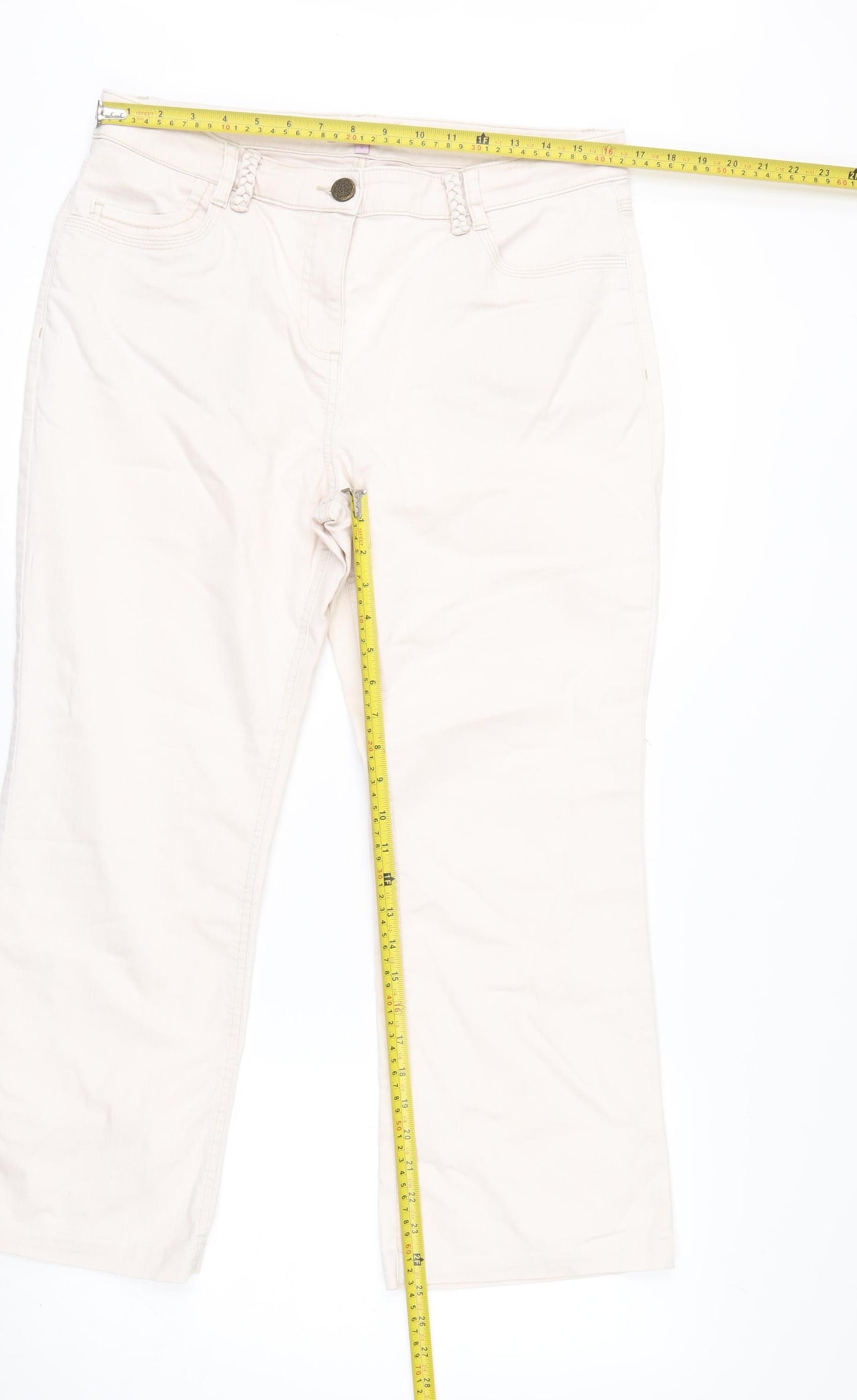 Marks and Spencer Per Una Beige Cropped Jeans Women’s Size 14 Regular Fit