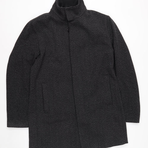 Next Men’s Grey Wool Blend Herringbone Mid-Length Overcoat L