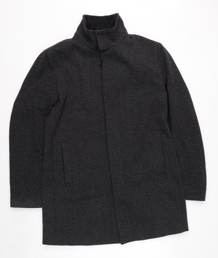 Next Men’s Grey Wool Blend Herringbone Mid-Length Overcoat L