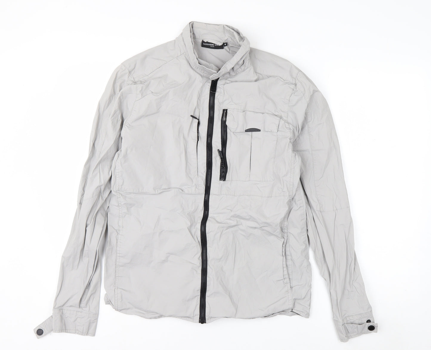 Alessandro Zavetti Men's Grey Cotton Windbreaker Jacket M