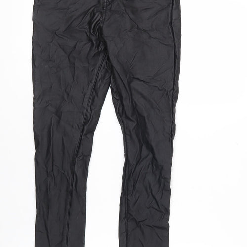 PrettyLittleThing Womens Black Size 8 Skinny Satin High Rise Trousers