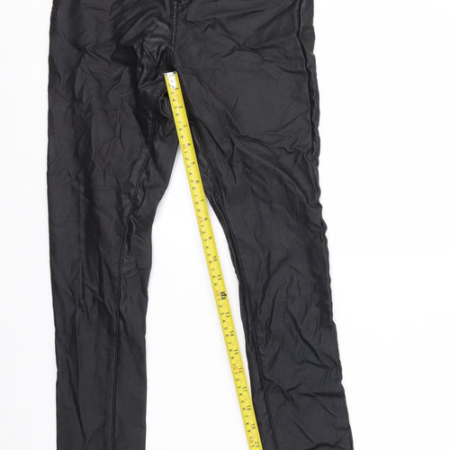 PrettyLittleThing Womens Black Size 8 Skinny Satin High Rise Trousers
