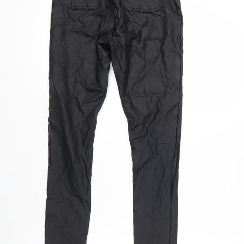 PrettyLittleThing Womens Black Size 8 Skinny Satin High Rise Trousers