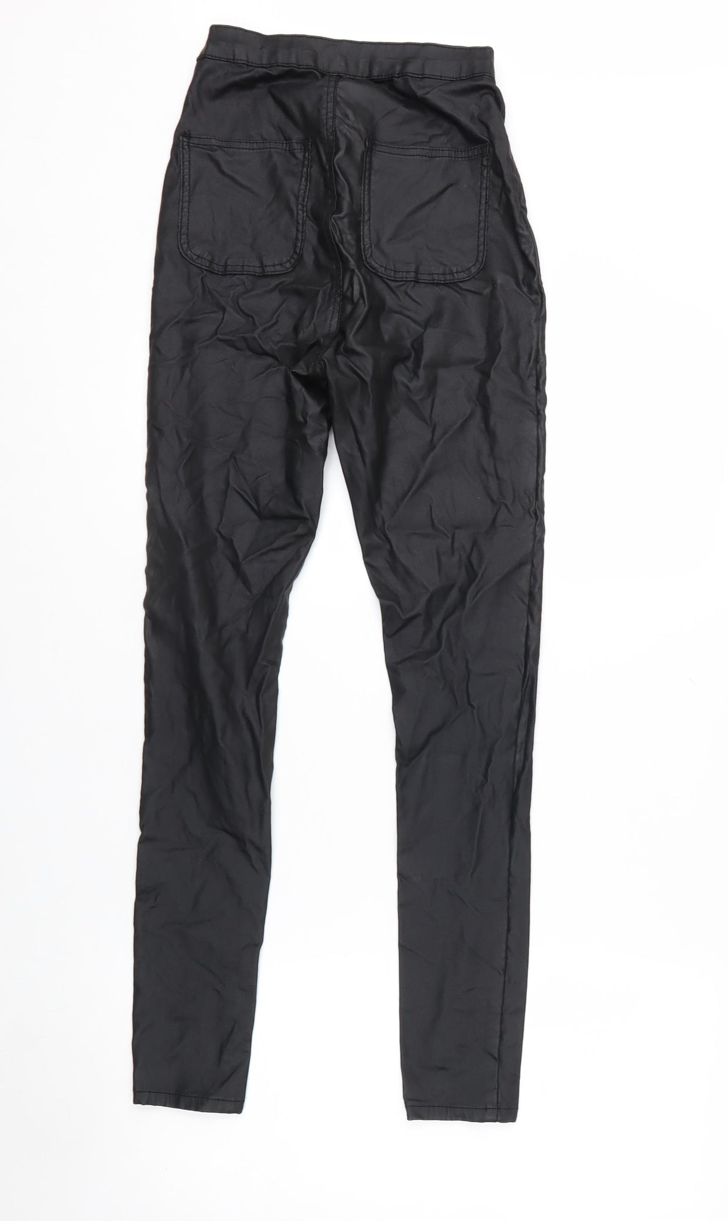 PrettyLittleThing Womens Black Size 8 Skinny Satin High Rise Trousers