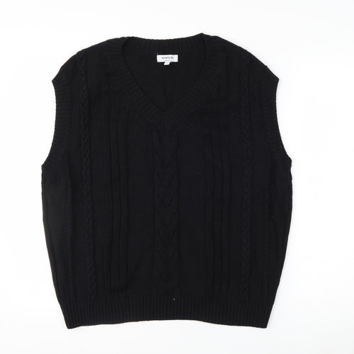 Simply Be Women’s Black Cable-Knit Sleeveless V-Neck Jumper Vest Size 16