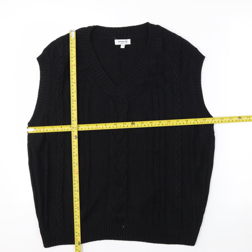 Simply Be Women’s Black Cable-Knit Sleeveless V-Neck Jumper Vest Size 16