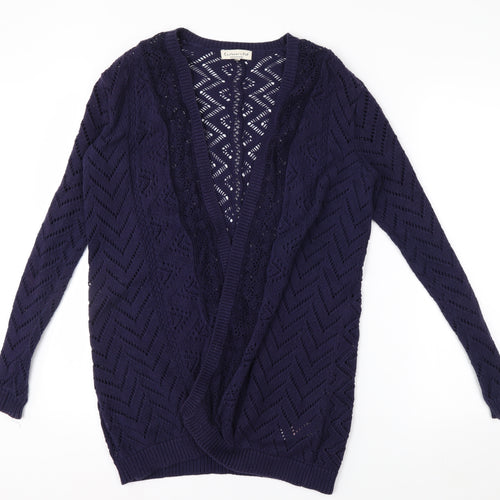 F&F Women's Blue Open Knit Long Sleeve Cardigan Size 12