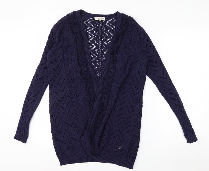 F&F Women's Blue Open Knit Long Sleeve Cardigan Size 12