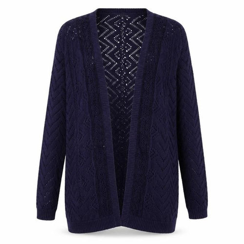 F&F Women's Blue Open Knit Long Sleeve Cardigan Size 12
