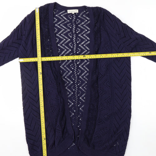 F&F Women's Blue Open Knit Long Sleeve Cardigan Size 12