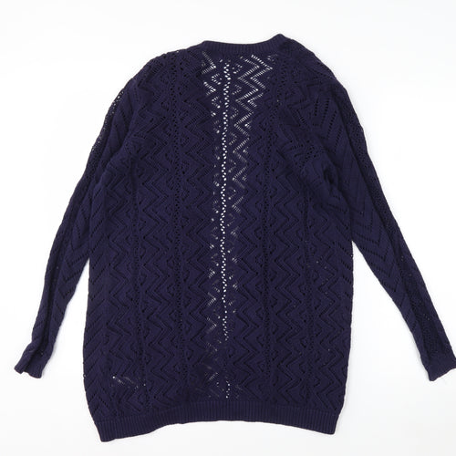 F&F Women's Blue Open Knit Long Sleeve Cardigan Size 12