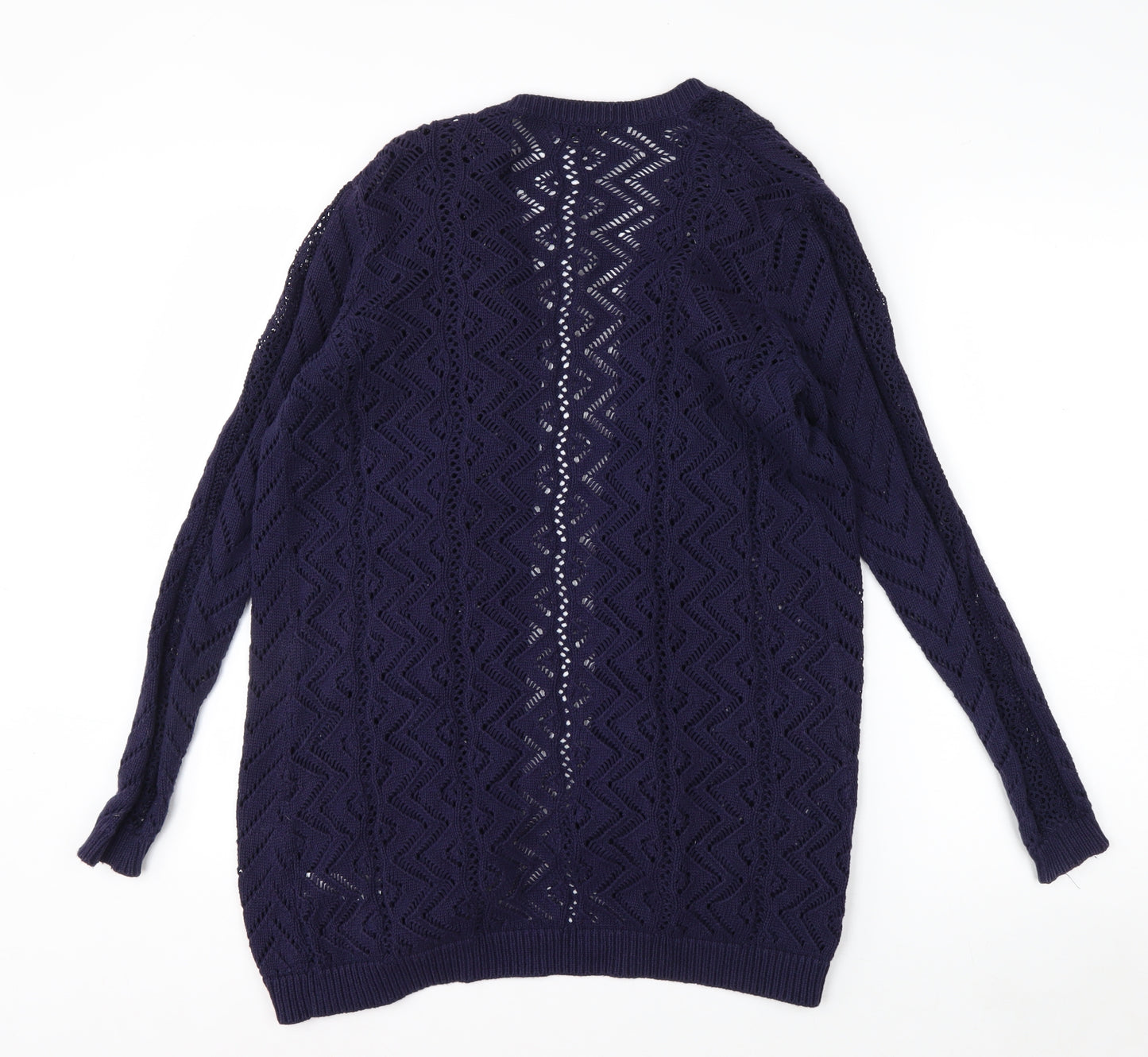 F&F Women's Blue Open Knit Long Sleeve Cardigan Size 12