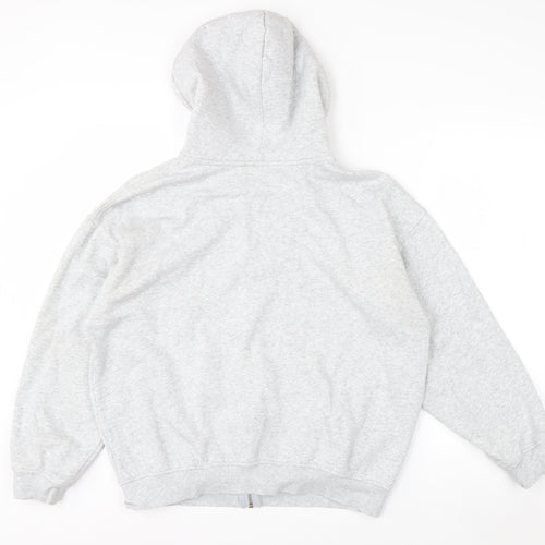 H&M Divided Women Grey Harvard Full Zip Hoodie Size 12 Cotton Blend