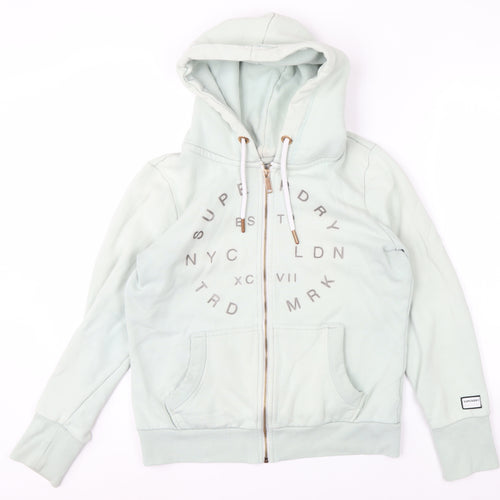 Superdry Womens Mint Green Full Zip Hoodie UK14 Cotton Blend