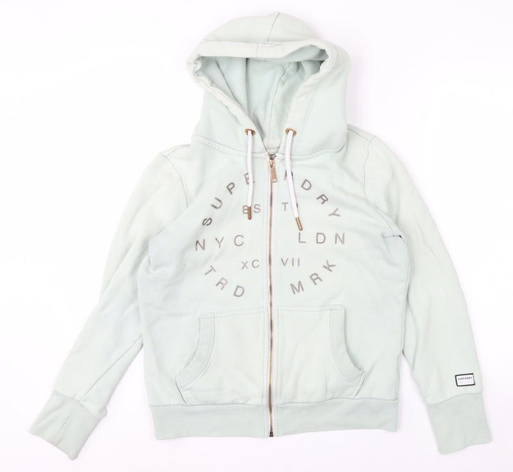 Superdry Womens Mint Green Full Zip Hoodie UK14 Cotton Blend