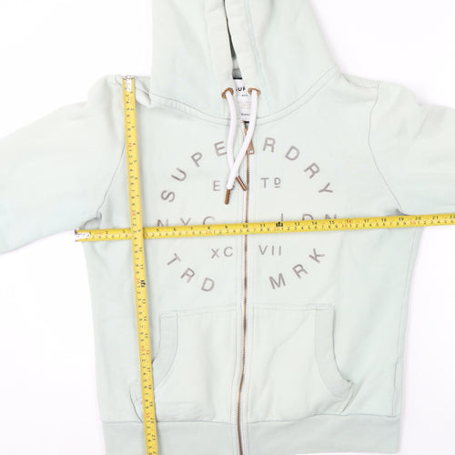 Superdry Womens Mint Green Full Zip Hoodie UK14 Cotton Blend