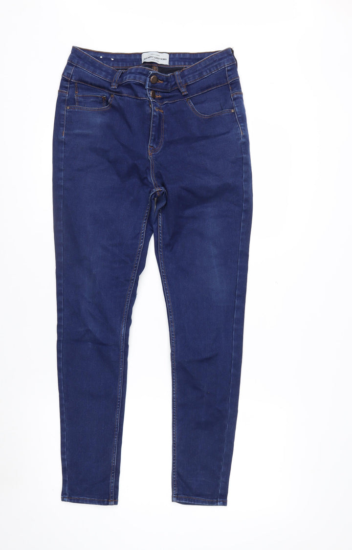 New Look Women's Blue High Waist Super Skinny Jeans UK14