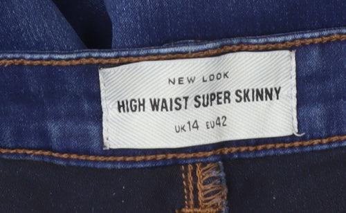 New Look Women's Blue High Waist Super Skinny Jeans UK14
