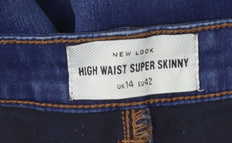 New Look Women's Blue High Waist Super Skinny Jeans UK14