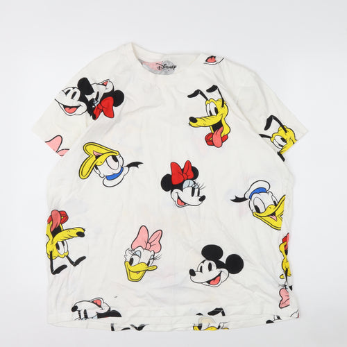 Disney Womens White L Short Sleeve Cotton Cartoon T-Shirt