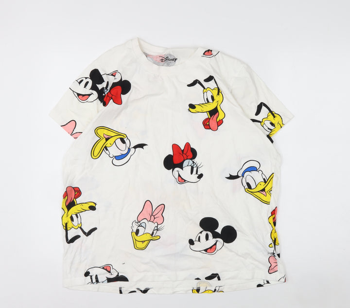 Disney Womens White L Short Sleeve Cotton Cartoon T-Shirt