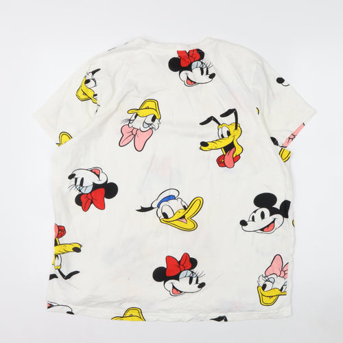 Disney Womens White L Short Sleeve Cotton Cartoon T-Shirt