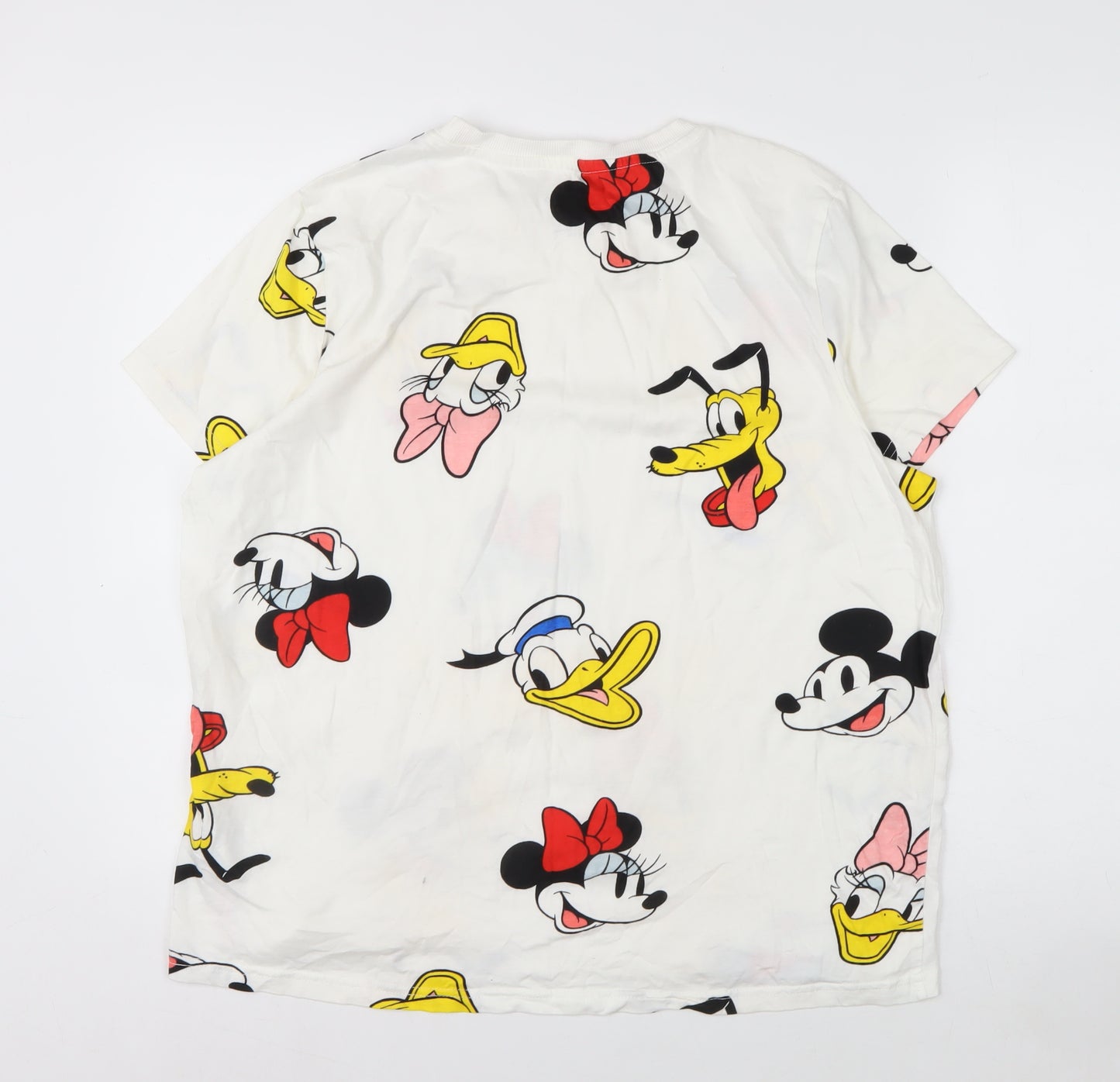 Disney Womens White L Short Sleeve Cotton Cartoon T-Shirt