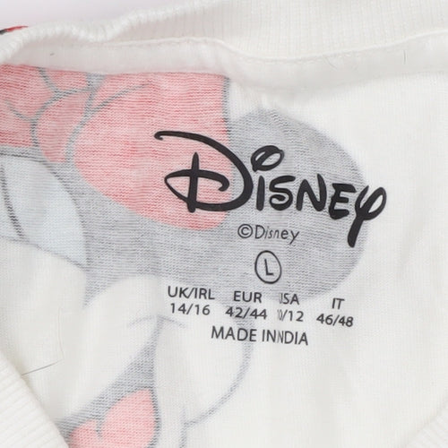 Disney Womens White L Short Sleeve Cotton Cartoon T-Shirt