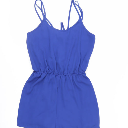 LOVE Women's Blue XS Sleeveless Elastic Waist Summer Playsuit